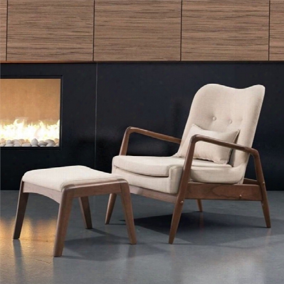 Zuo Bully Lounge Chair And Ottoman In Beige