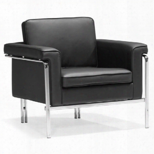 Zuo Singular Faux Leather Club Arm Chair In Black