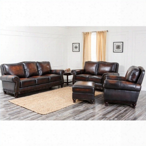 Abbyson Living Barclay 4 Piece Leather Sofa Set In Espresso