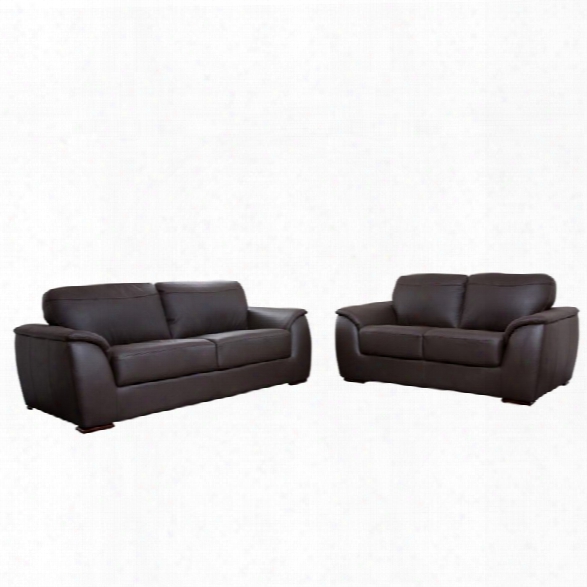 Abbyson Living Brealynn 2 Piece Leather Sofa Set In Dark Brown