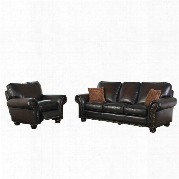 Abbyson Living Frances 2 Piece Bonded Leather Sofa Set In Brown