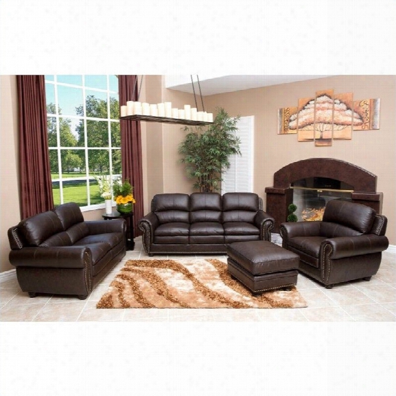 Abbyson Living Harrison 4 Piece Leather Sofa Set In Brown