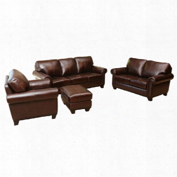 Abbyson Living Lyla Leather 4 Piece Sofa Set In Brown