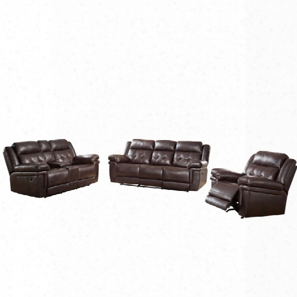 Abbyson Living Paulo 3 Piece Reclining Set In Brown