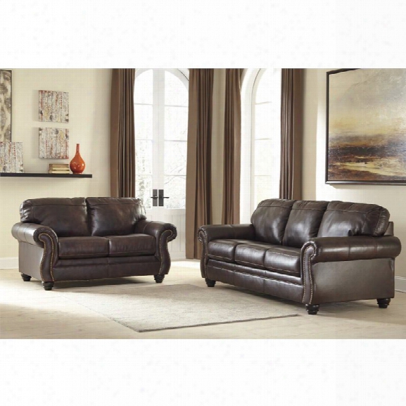 Ashley Bristan 2 Piece Sofa Set In Walnut