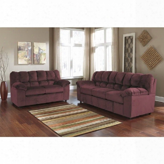 Ashley Julson 2 Piece Fabric Sofa Set In Burgundy