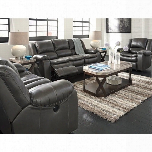 Ashley Long Knight 3 Piece Power Reclining Sofa Set In Gray