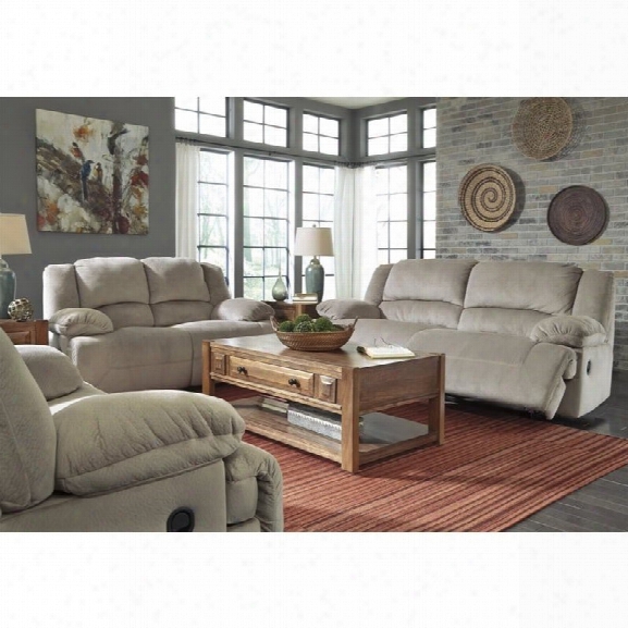 Ashley Toletta 3 Piece Fabric Reclining Sofa Set In Granite