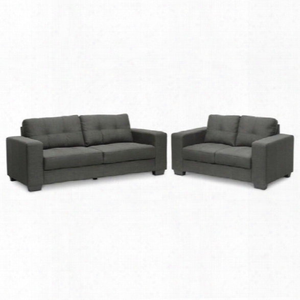 Baxton Studio Westerlund 2 Piece Fabric Sofa Set In Gray