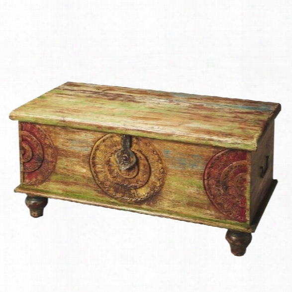 Butler Specialty Artifacts Mesa Carved Wood Trunk Cocktail Table