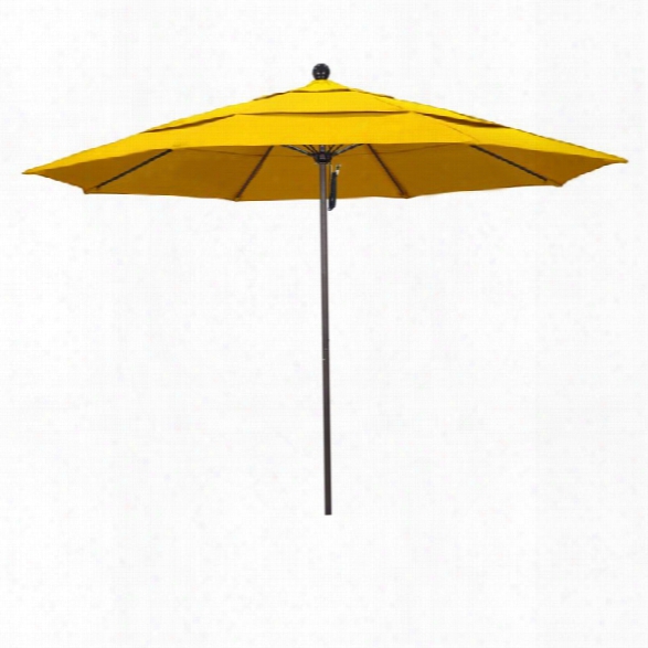 California Umbrella Venture 11' Bronze Market Umbrella In Yellow