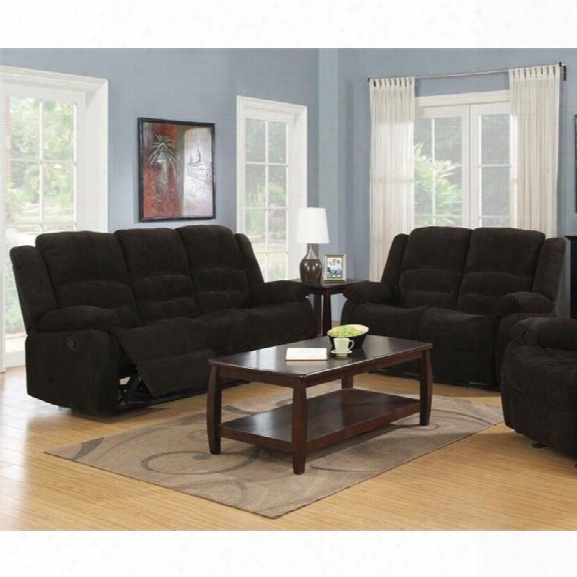 Coaster 2 Piece Reclining Sofa Set In Brown