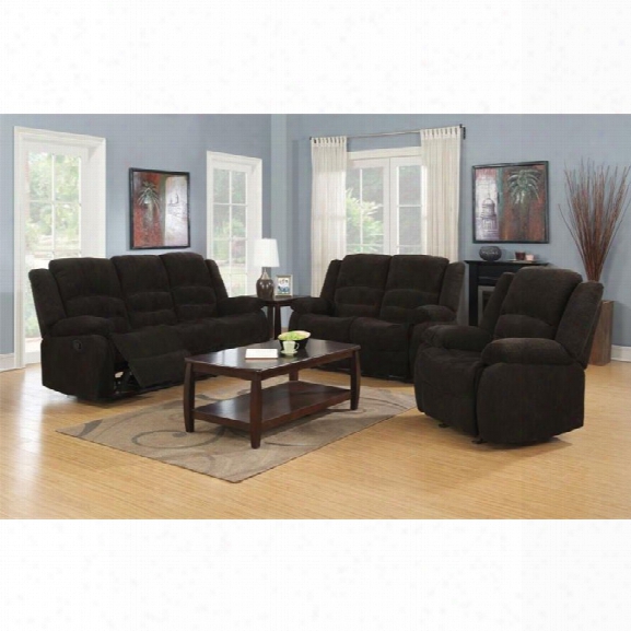 Coaster 3 Piece Reclining Sofa Set In Brown