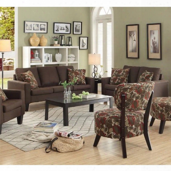 Coaster Bachman 2 Piece Fabric Sofa Set In Chocolate