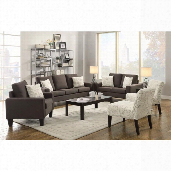 Coaster Bachman 3 Piece Linen Sofa Set In Gray