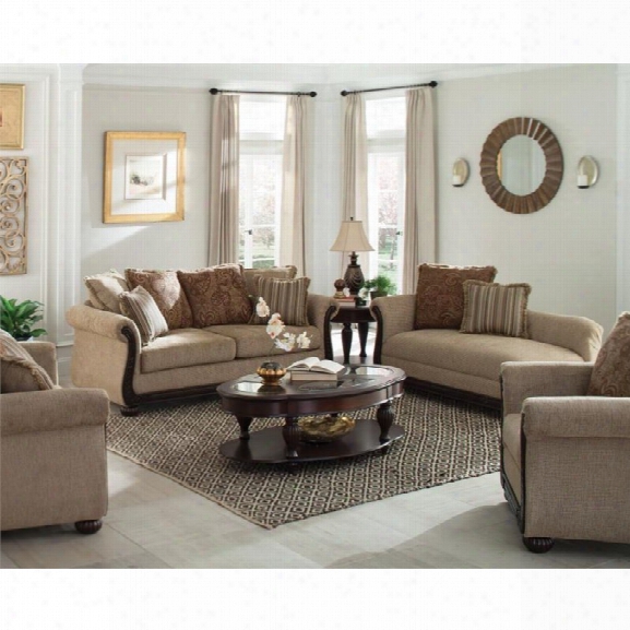 Coaster Beasley 2 Piece Traditional Sofa Set In Coffee And Cocoa