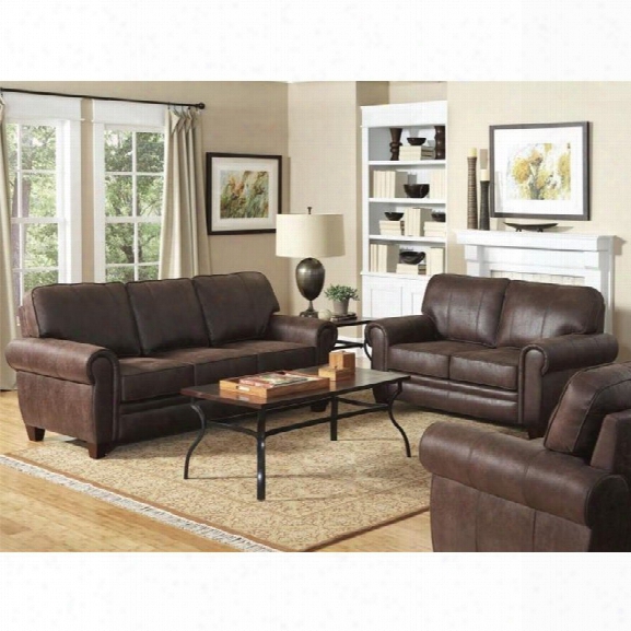 Coaster Bentley 2 Piece Microfiber Sofa Set In Brown