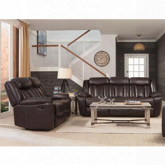 Coaster Bevington 2 Piece Faux Leather Reclining Sofa Set In Black