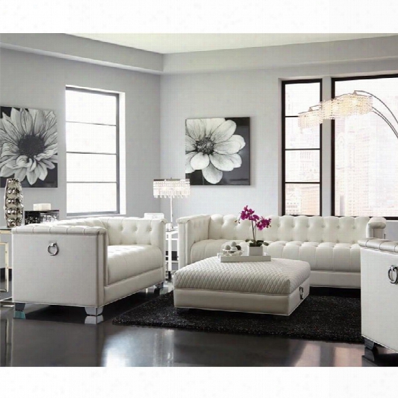 Coaster Chaviano 2 Piece Tufted Sofa Set In White