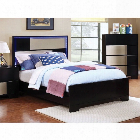 Coaster Havering Full Led Panel Bed In Black And Sterling