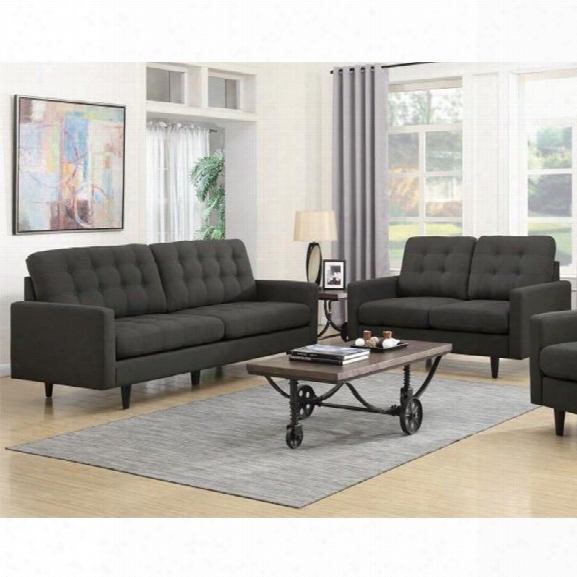 Coaster Kesson 2 Piece Modern Sofa Set In Charcoal