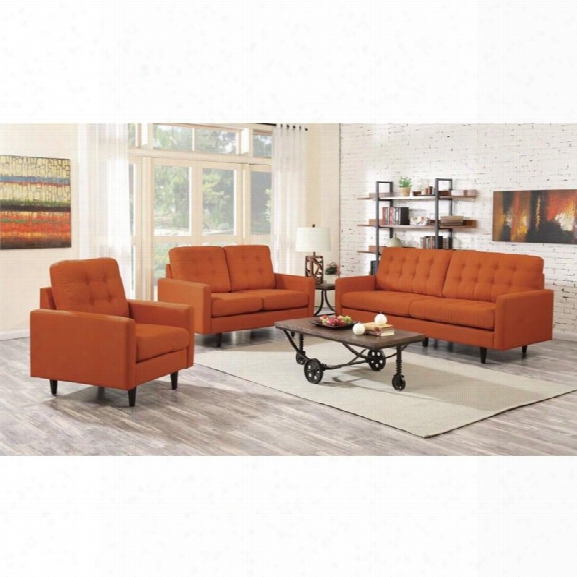 Coaster Kesson 3 Piece Modern Sofa Set In Orange