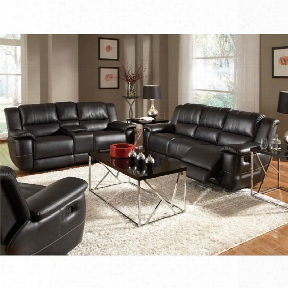 Coaster Lee 2 Piece Leather Reclining Sofa Set In Black