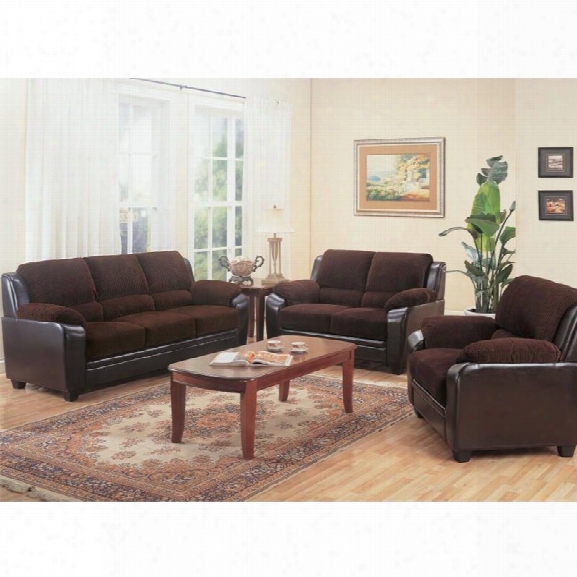 Coaster Monika 3 Piece Stationary Sofa Set In Chocolate