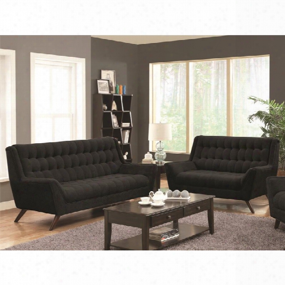 Coaster Natalia 2 Piece Tufted Fabric Sofa Set In Black