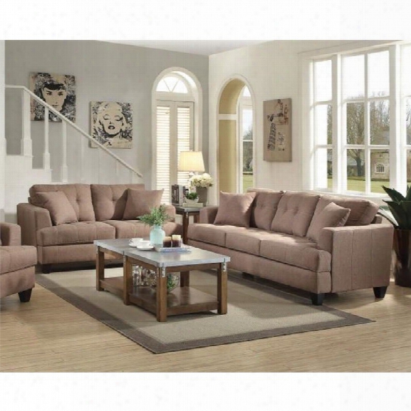 Coaster Samuel 2 Piece Sofa Set In Light Mocha