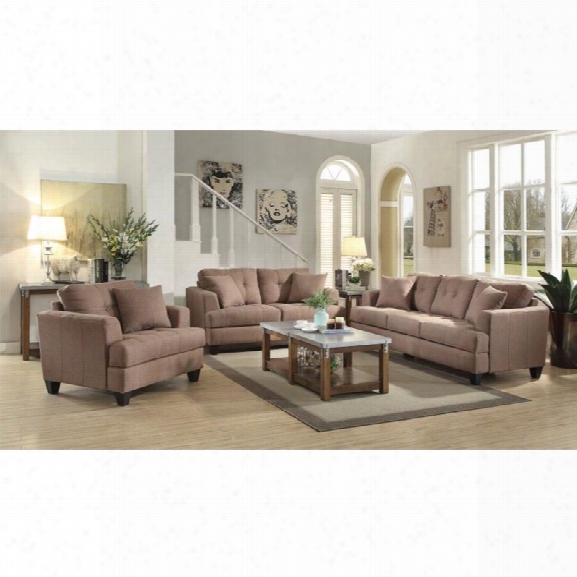 Coaster Samuel 3 Piece Sofa Set In Light Mocha