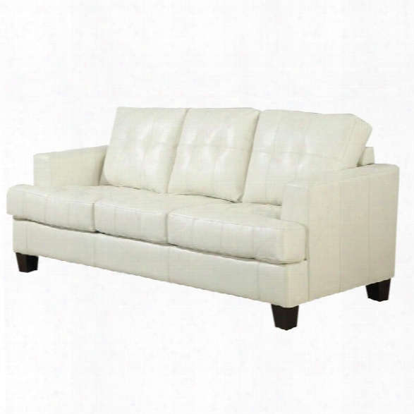 Coaster Samuel Leather Sleeper Sofa In Cream