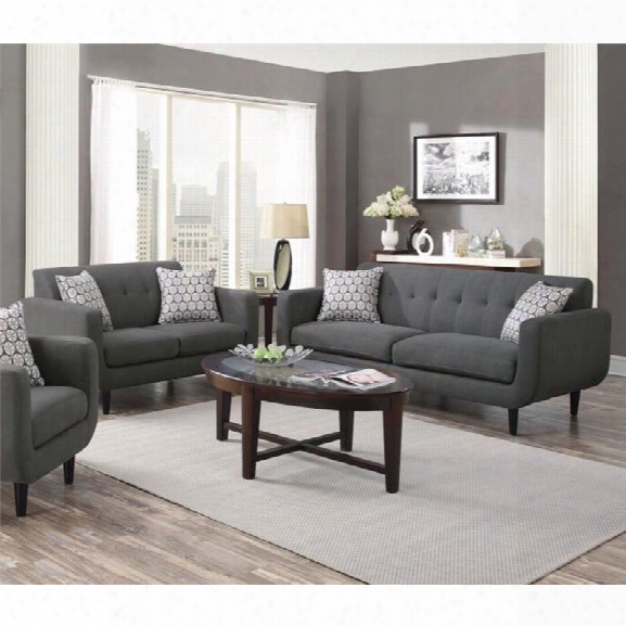 Coaster Stansall 2 Piece Upholstered Modern Sofa Set In Gray