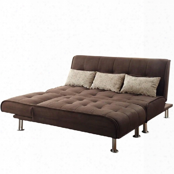 Coaster Transitional Styled Sleeper Sofa And Chaise In Brown