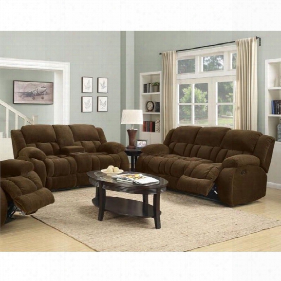 Coaster Weissman 2 Piece Reclining Sofa Set In Brown