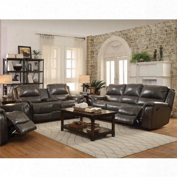 Coaster Wingfield 2 Piece Leather Reclining Sofa Set With Pillow Arms