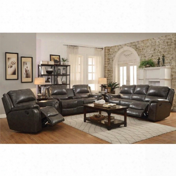 Coaster Wingfield 3 Piece Leather Reclining Sofa Set With Usb Port