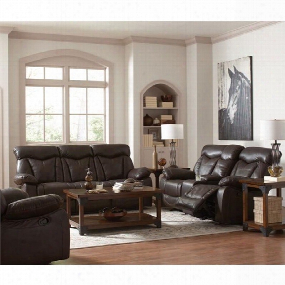 Coaster Zimmerman 2 Piece Faux Leather Reclining Sofa Set In Brown