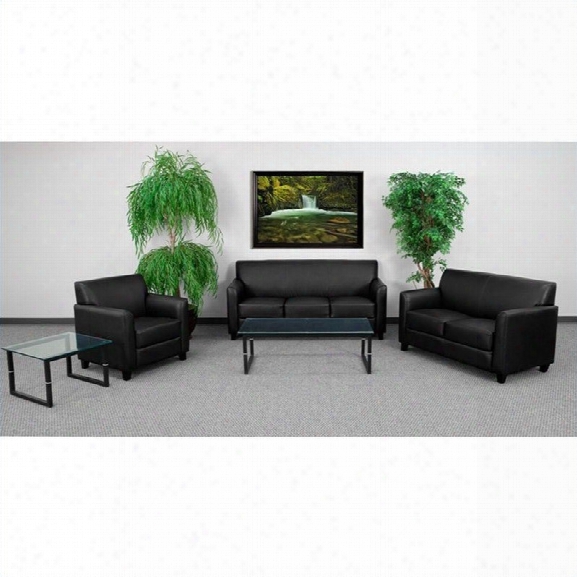 Flash Furniture Hercules Diplomat Series Reception Set In Black