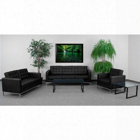 Flash Furniture Hercules Lacey Series Reception Set In Black