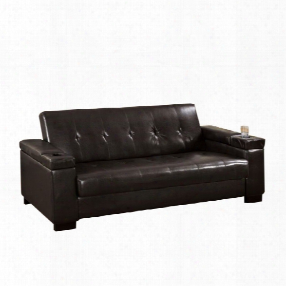 Furniture Of America Cassia Leather Sleeper Sofa In Espresso