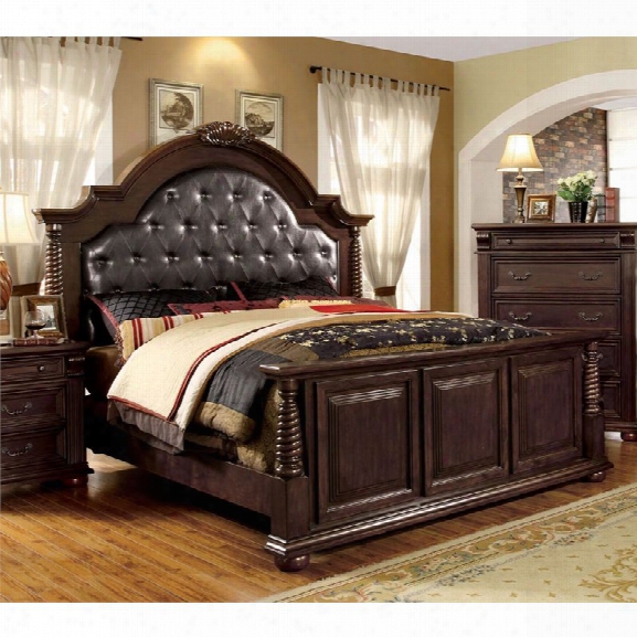 Furniture Of America Catherine King Tufted Leather Panel Bed