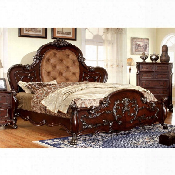Furniture Of America Coppedge King Traditional Tufted Bed In Cherry