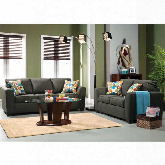 Furniture Of America Cornwall 2 Piece Fabric Sofa Set In Charcoal