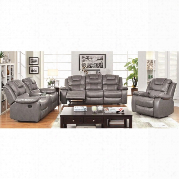 Furniture Of America Crossman 3 Piece Reclining Sofa Set In Gray