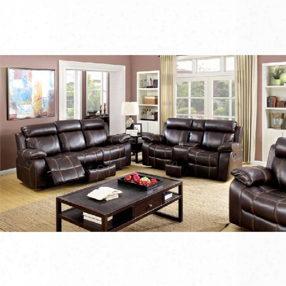 Furniture Of America Dacosta 3 Piece Leatherette Reclining Sofa Set