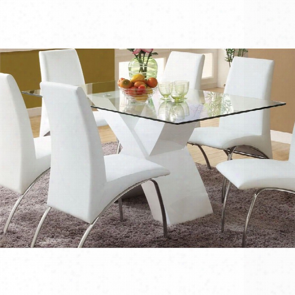 Furniture Of America Duell Glass Top Geometric Dining Table In White