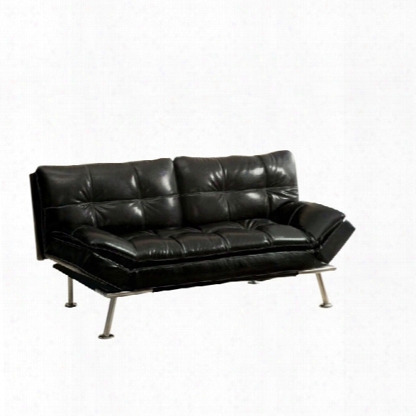 Furniture Of America Floyd Faux Leather Sleeper Sofa Bed In Black