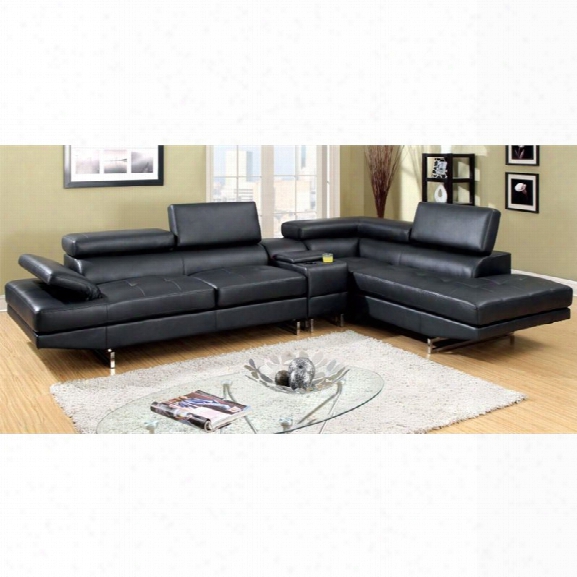 Furniture Of America Fuchantel 2 Piece Sofa Set In Black