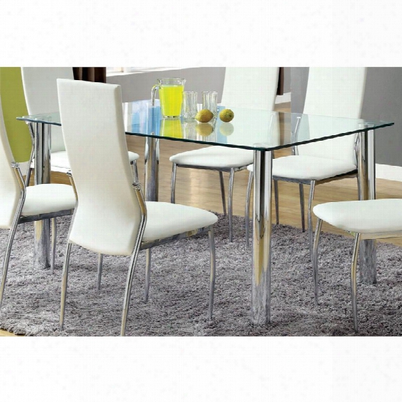 Furniture Of America Gera Glass Top Dining Table In Chrome